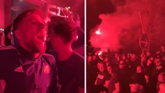Slavlje nogometaša Dinama s navijačima