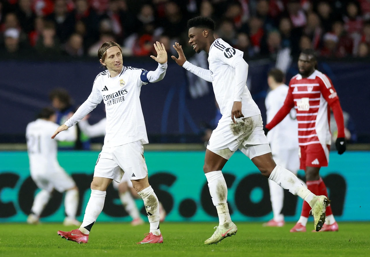 Luka Modrić i Aurelien Tchouameni nakon gola Bellinghama 