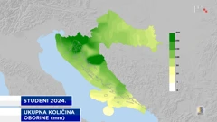 ukupna mjesečna količina oborine na meteorološkim postajama DHMU-a u studenom 2024., Foto: HTV/DHMZ/HRT