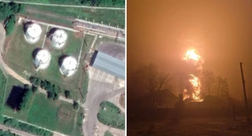 Satelitska snimka spremnika u Tambovskoj oblasti / Pogođeni spremnik