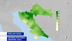 ukupna količina oborine u ožujku 2025., Foto: HTV/DHMZ/HRT