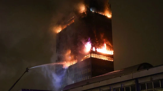 Großbrand im Vjesnik-Hochhaus
