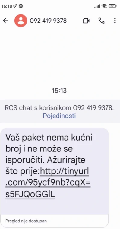 SMS porukama širi se lažna obavijest