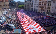 U Leipzig stigla najveća hrvatska navijačka zastava dugačka 107 metara  , Foto: Sanjin Strukić/PIXSELL
