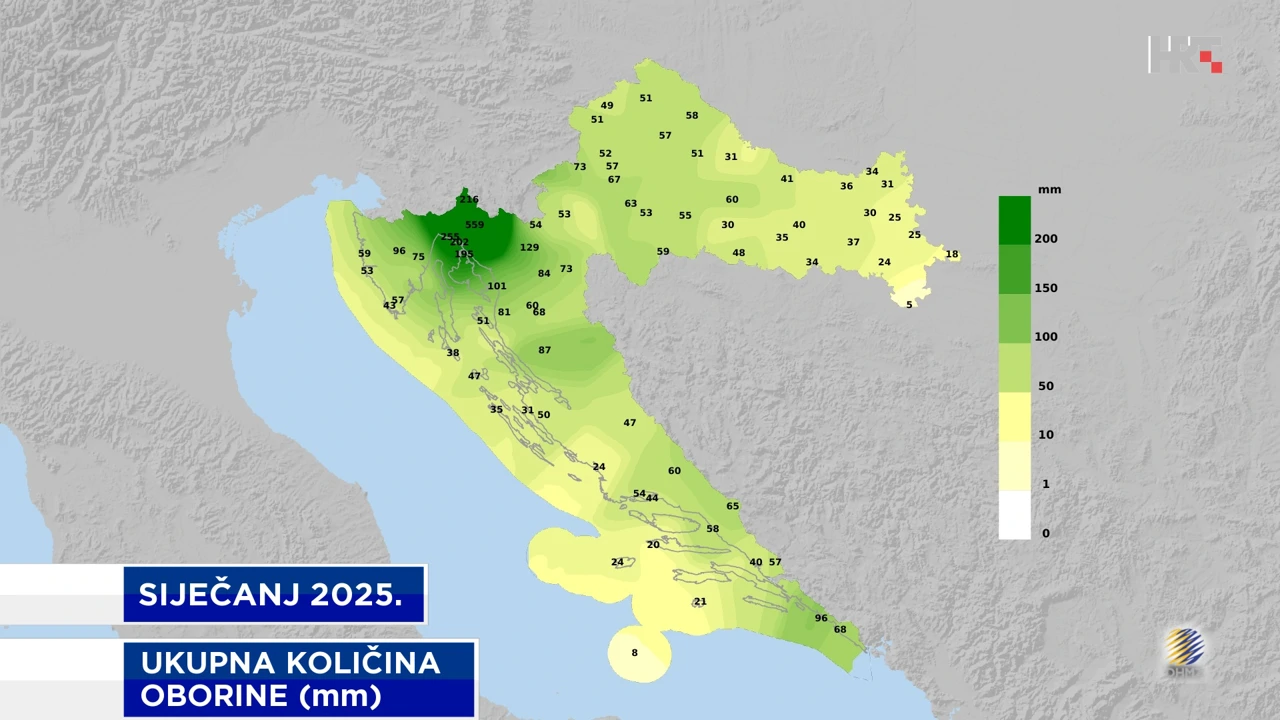ukupna siječanjska količina oborine