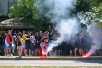 U fan zoni na Bundeku zapaljene baklje, Foto: Sandra Simunovic /PIXSELL