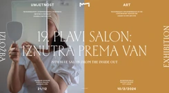 Na plakatu izložbe "Plavi salon" - rad Sandre Sterle, Novi dan, 2020., Foto: NMZ/- 