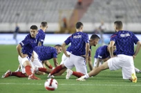 Zagrijavanje uoči Hrvatska - Slovenija, Foto: Milan Sabic/PIXSELL