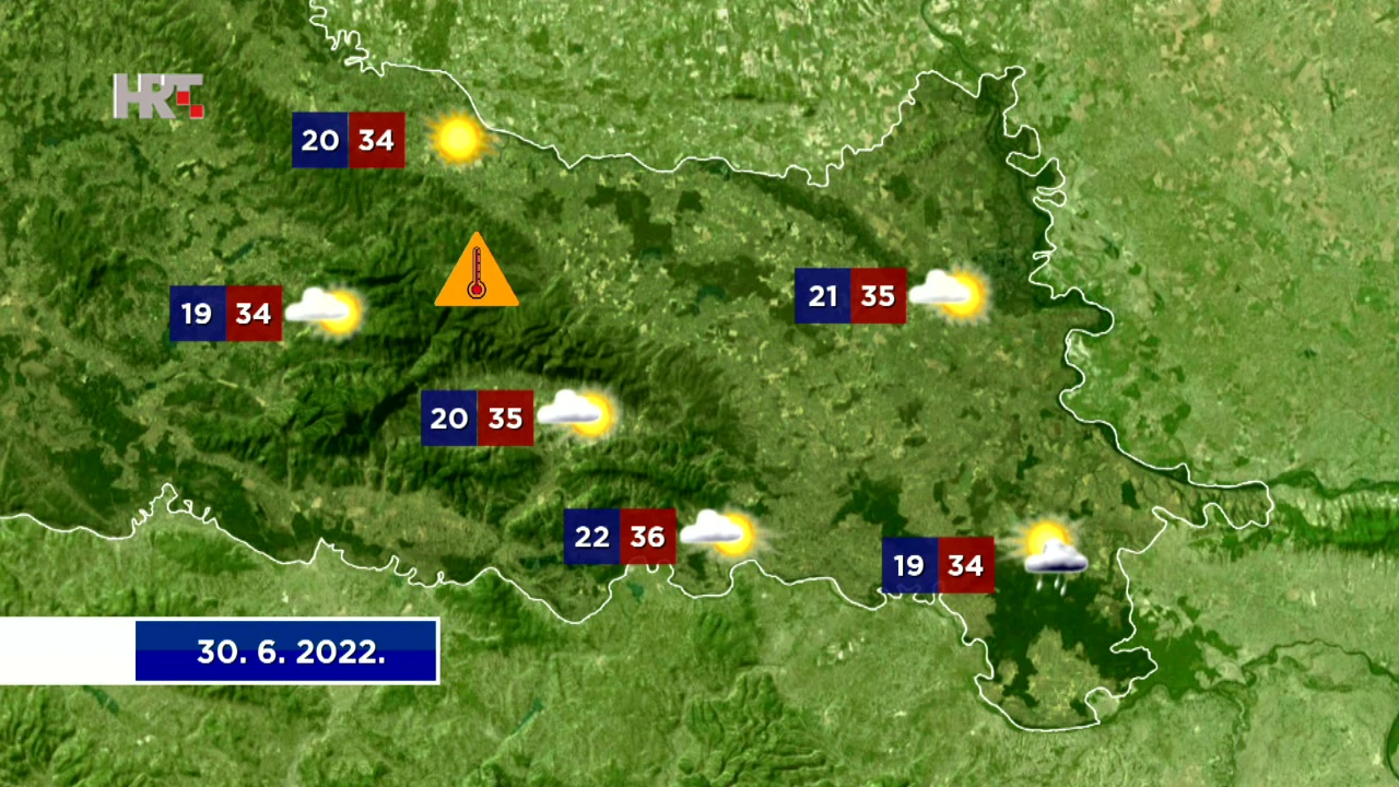 Vremenska prognoza, 30.6.2022., Foto: HTV/HRT