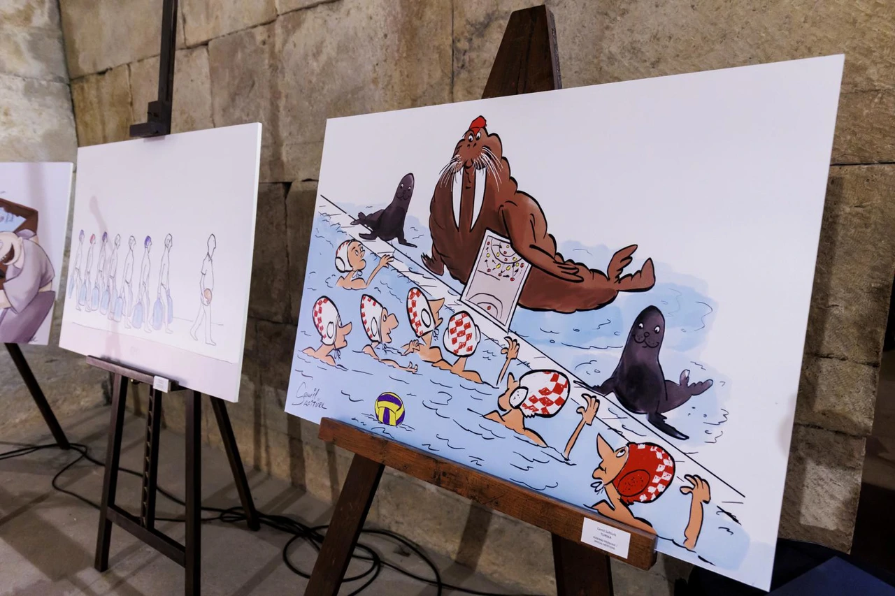Međunarodna izložba karikatura na temu vaterpola, Foto: Miroslav Lelas/PIXSELL