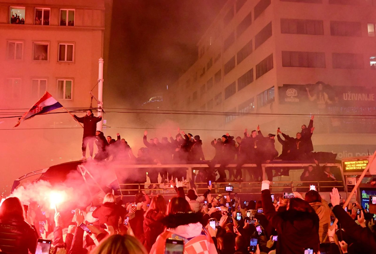 Dolazak Vatrenih na Trg bana Jelačića, Foto: Davor Puklavec /Pixsell
