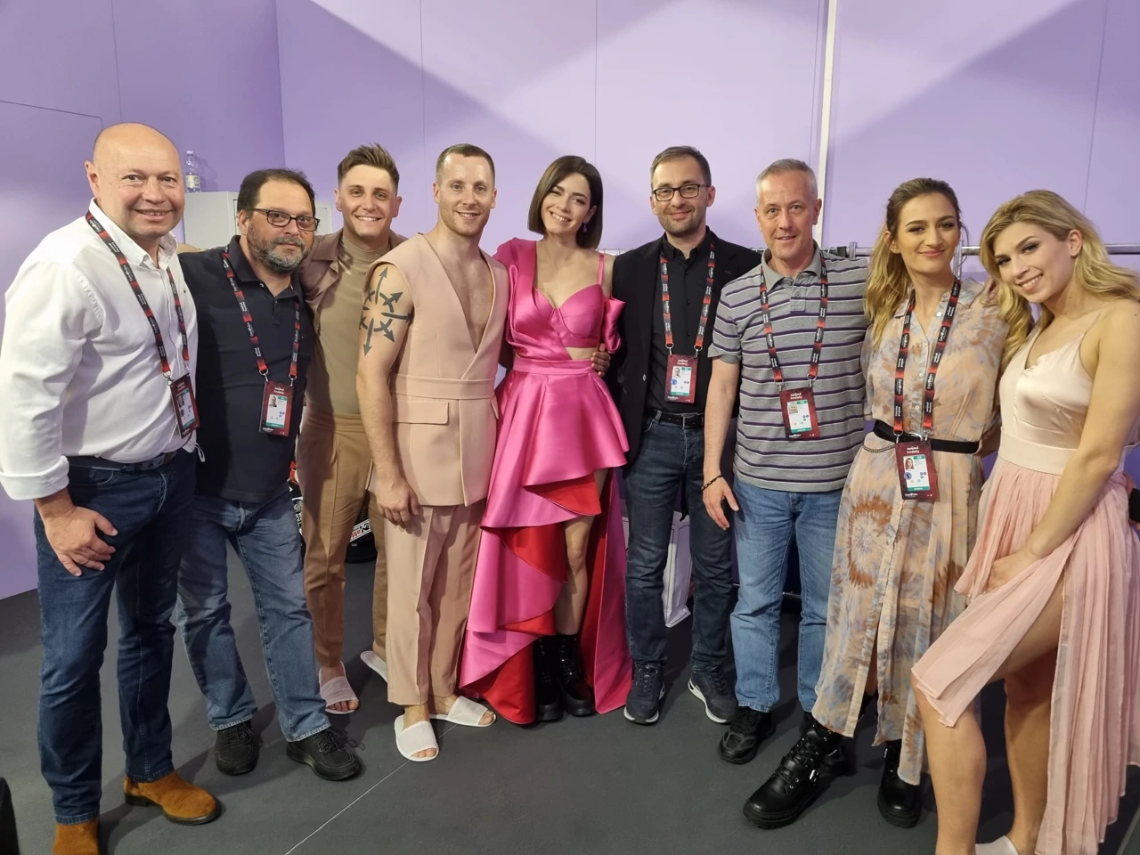 Hrvatska delegacija na Eurosongu 2022. - Željko Mesar, Tomislav Štengl, Danon Vrlić, Roman Vrančić, Mia Dimšić, Damir Bačić, Zlatko Turkalj, Bruna Oberan, Rebecca Krajnović