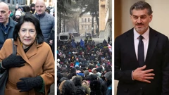 Salome Zurabišvili / prosvjednici ispred parlamenta / Mihael Kavelašvili