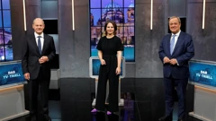 Armin Laschet,  Annalena Baerbock, Olaf Scholz