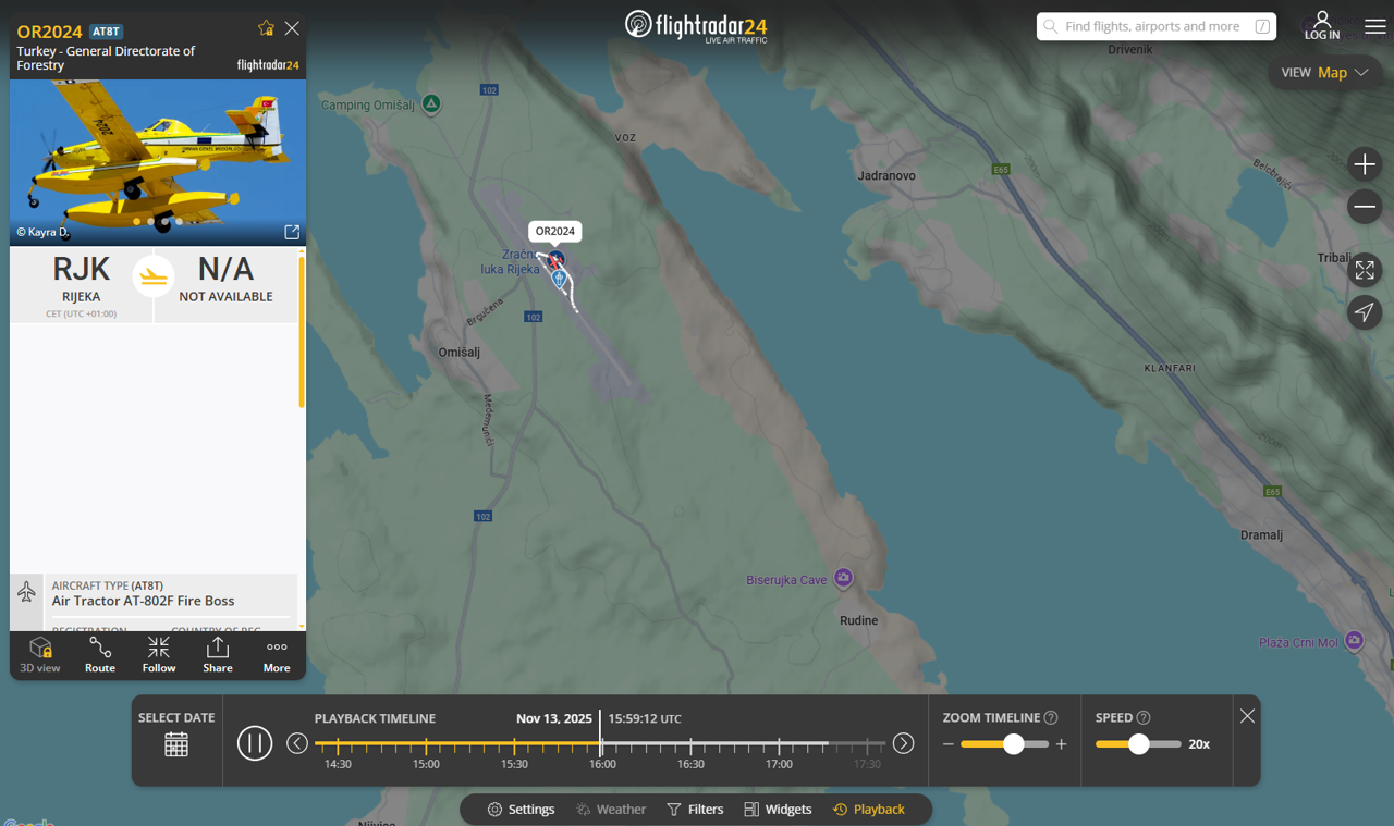 Air-tractor AT-802F Fire Boss Glavne uprave za šumarstvo Republike Turske na Krku
