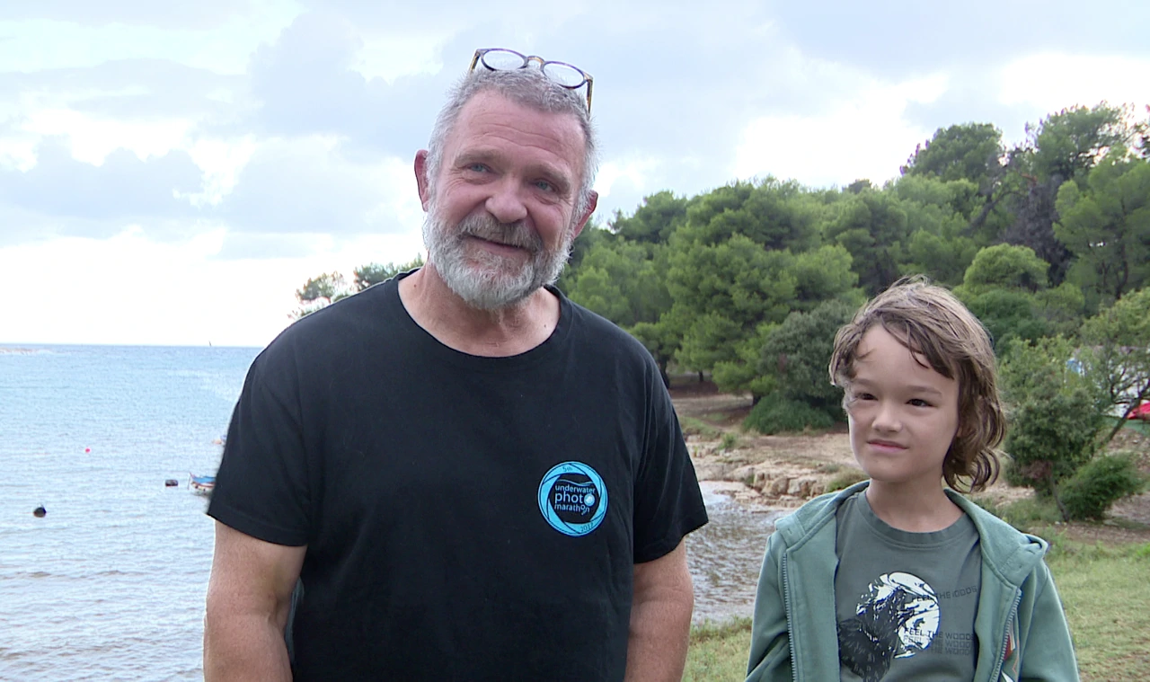 Ronilac i podvodni fotograf Marinko Babić i osnovnoškolac Gabriel Popadić iz Pule