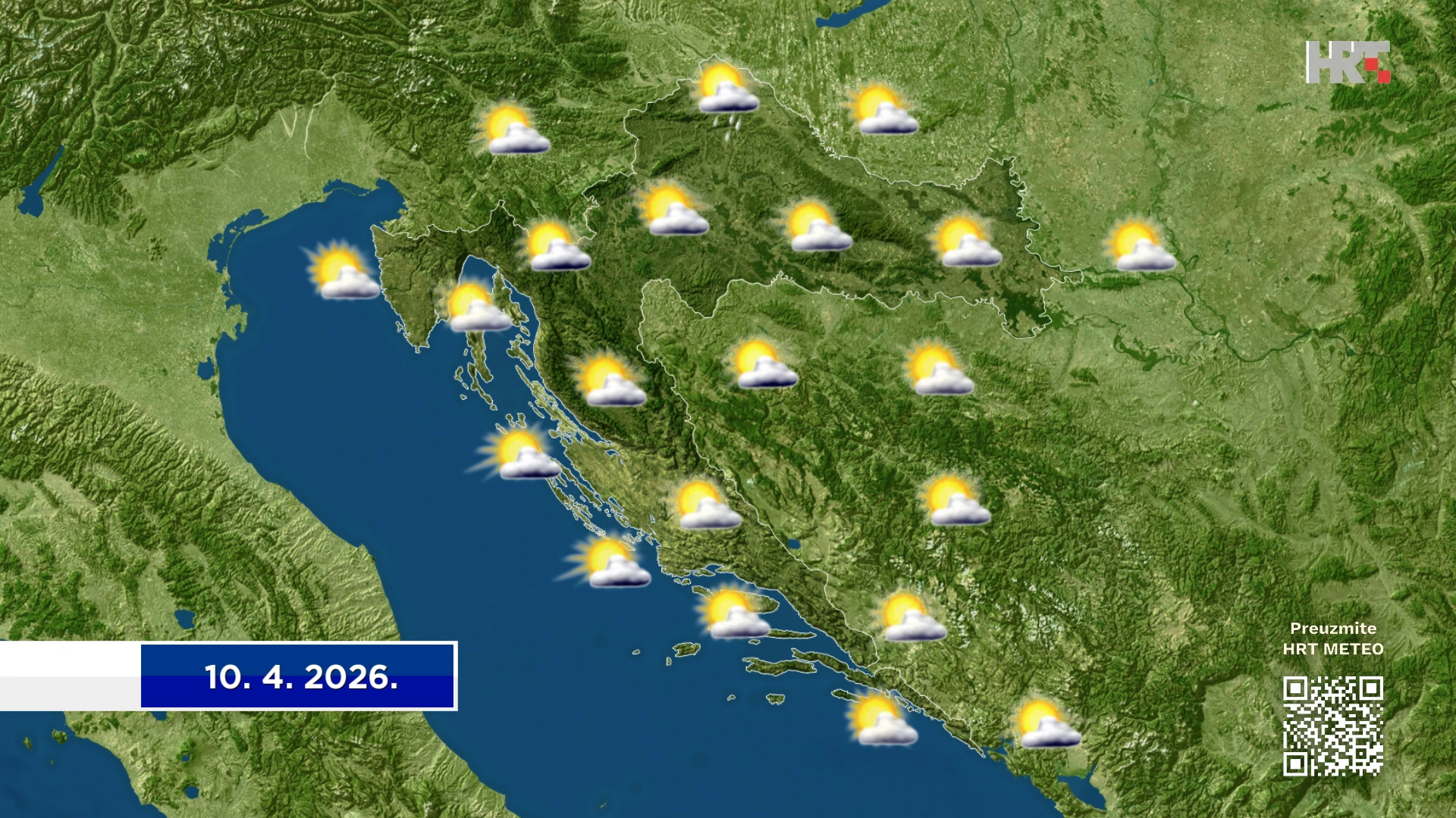 Petak promjenjiv i svježiji, na kopnu lokalno malo kiše, ujutro mraz