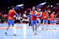 Zagrijavanje uoči utakmice Hrvatska - Mađarska, Foto: Sanjin Strukic/PIXSELL