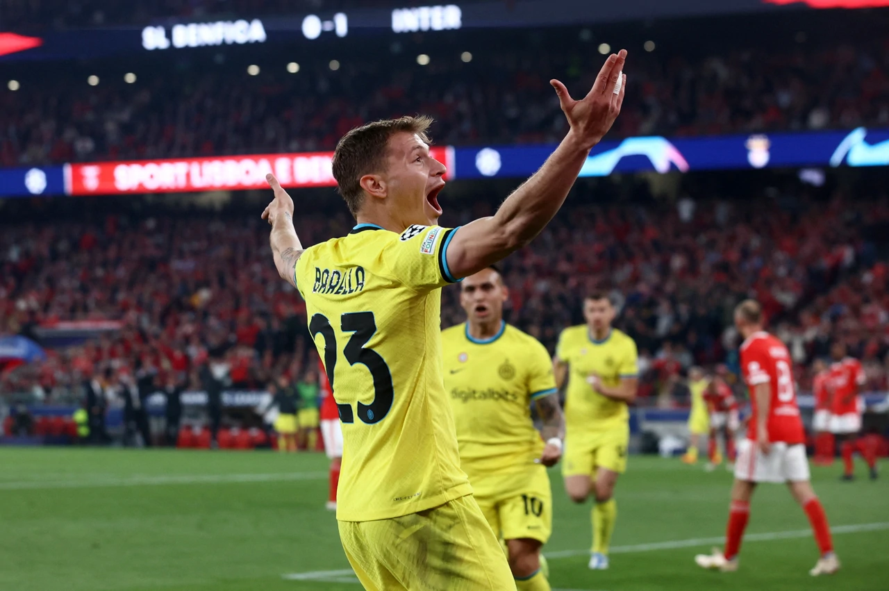 Nicolo Barella slavi pogodak Benfici, Foto: Pedro Nunes/REUTERS