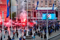 Navijači na Trgu bana Jelačića, Foto: Matija Habljak/PIXSELL