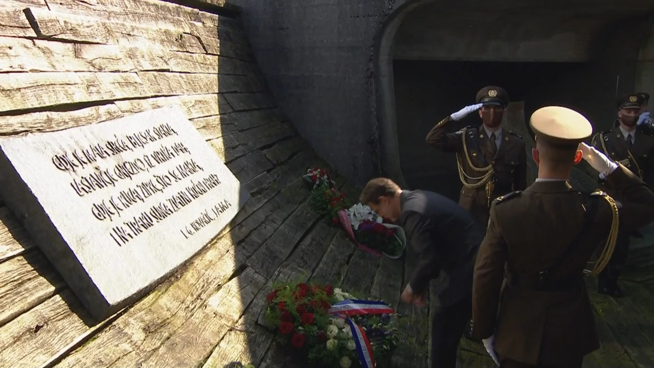 Predsjednik Sabora Gordan Jandroković polaže vijenac, Foto: HRT/HTV