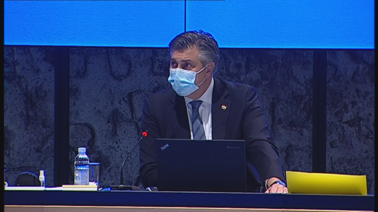 Andrej Plenković, sjednica Vlade 25.2.2021., Foto: HTV/HRT