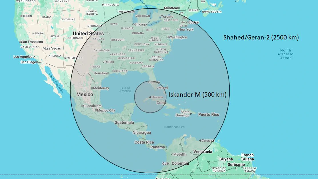 Domet ruskih raketa Iskander i jurišnih dronova Shahed/Geran iz Havane