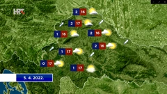 Vremenska prognoza za utorak, Foto: HTV/HRT