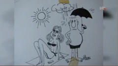 karikatura Dinka Žibrata, oko 1969. godine, Foto: HTV/HRT