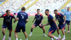 Trening nogometaša hrvatske nogometne reprezentacije na stadionu HNK Rijeka