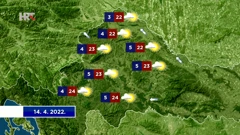 Vremenska prognoza za 14.4.2022., Foto: HTV/HRT