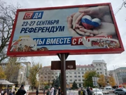 Herson, plakat za ruski referendum, Foto: Dragan Nikolić/HRT