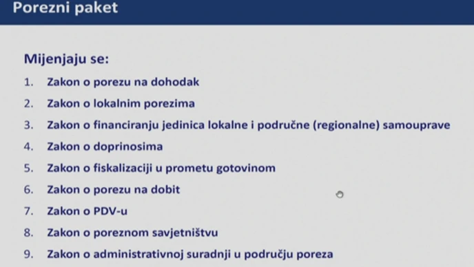 Porezni paket, promjena zakona