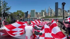 Razvijanje hrvatske zastave u New Yorku, Foto: HTV/HRT