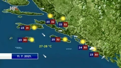 Vremenska prognoza, 11.7.2021., Foto: HTV/HRT