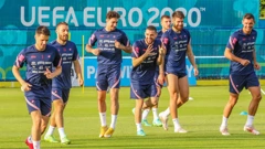 Hrvatski nogometaši na treningu