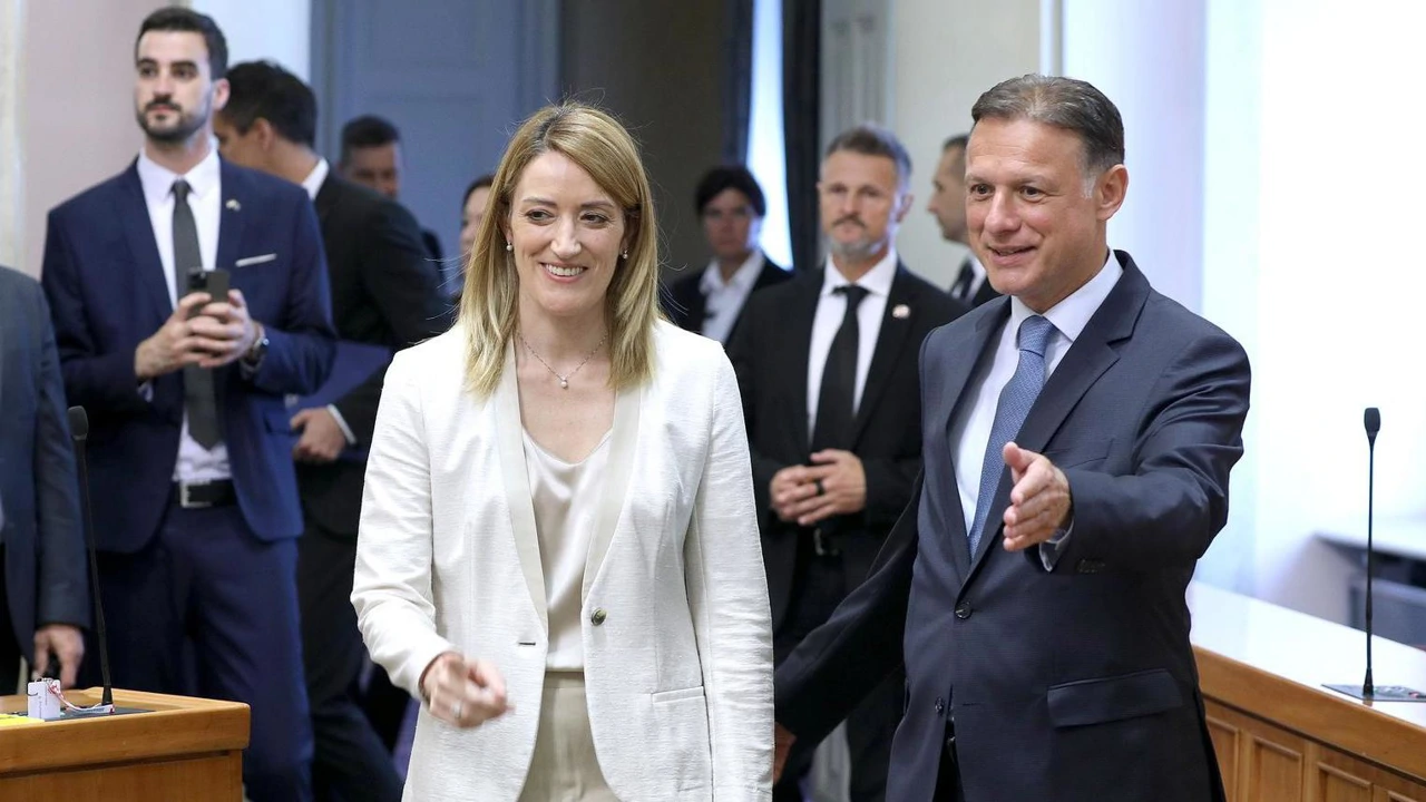 Predsjednica Europskog parlamenta Roberta Metsola u Saboru , Foto: Patrik Macek/PIXSELL