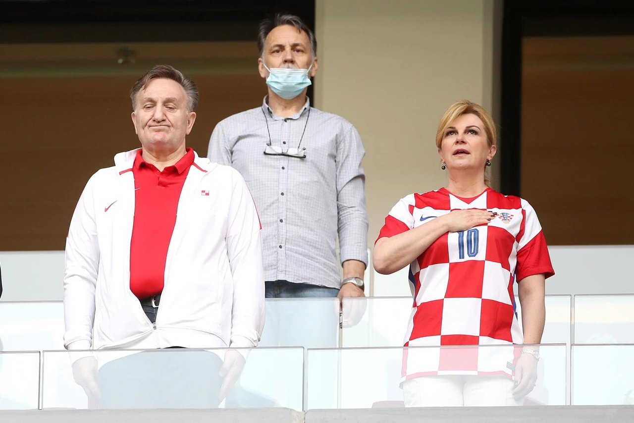 Kolinda Grabar Kitarović na tribinama stadiona u Dohi 