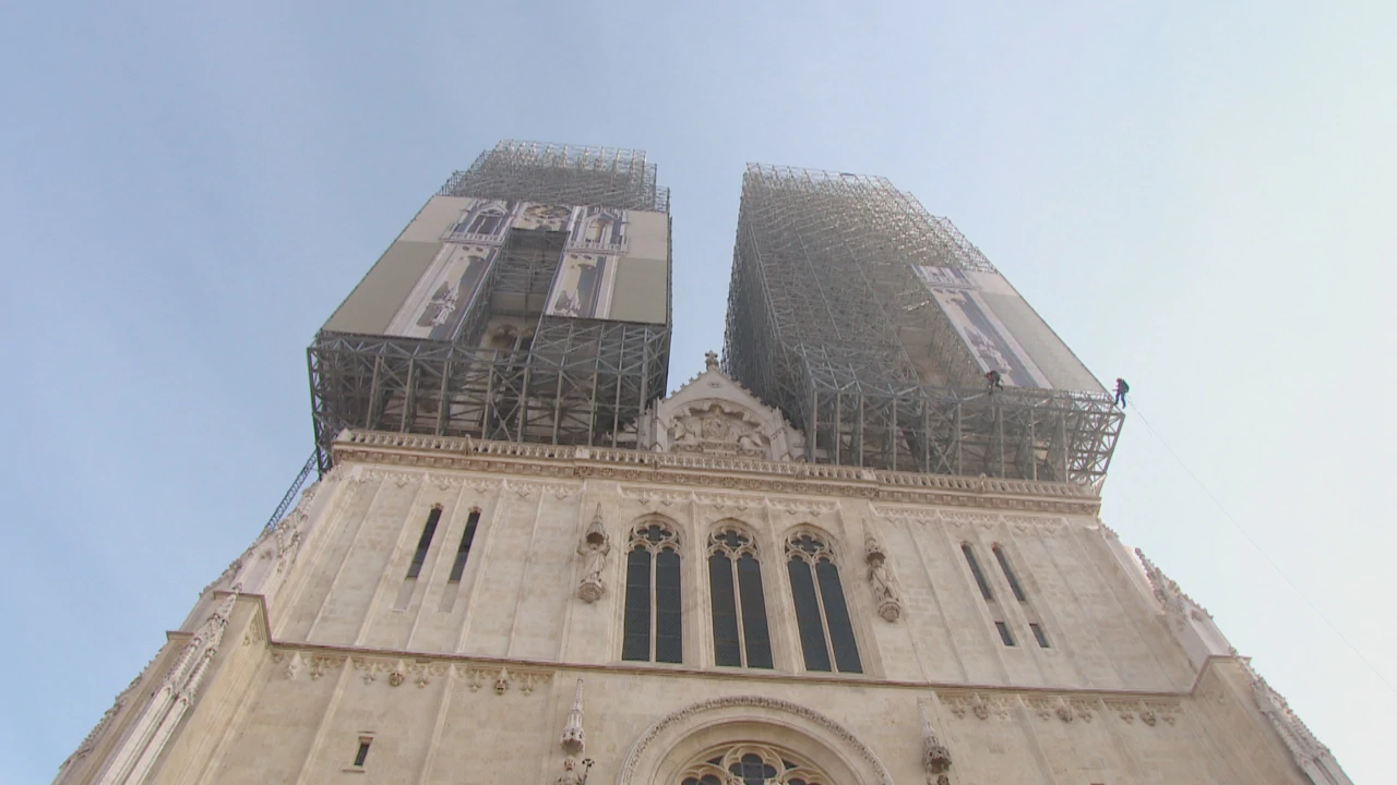 Tornjevi zagrebačke katedrale u obnovi , Foto: HTV/HRT