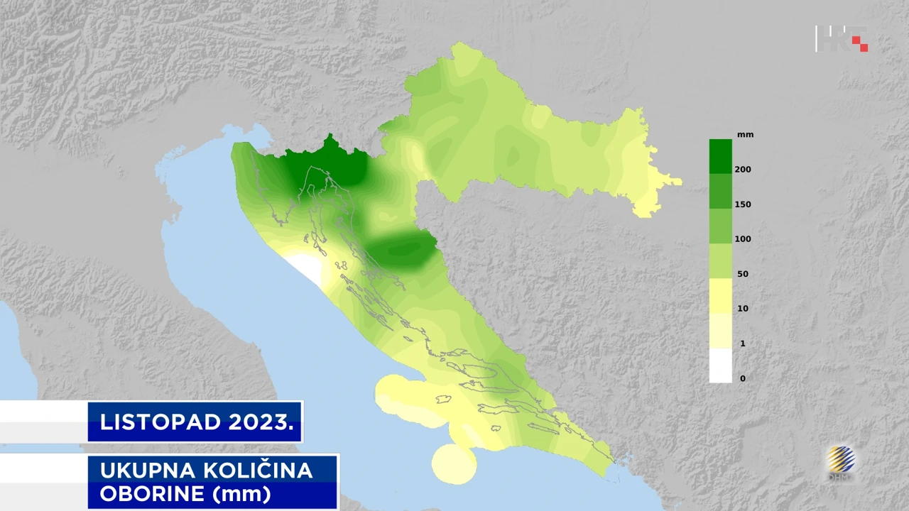 ukupna količina oborine u listopadu 2023.