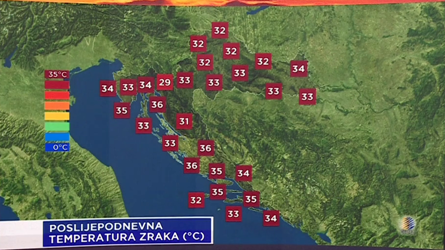 Poslijepodnevna temperatura zraka, Foto: HTV/HRT