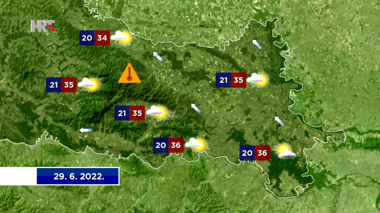 Vremenska prognoza za 29.6.2022., Foto: HTV/HRT