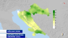 ukupna količina oborine u ožujku 2026., Foto: HTV/DHMZ/HRT