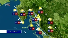 Vremenska prognoza, 6.7.2022., Foto: HTV/HRT