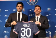Lionel Messi i predsjednik PSG-a Nasser Al-Khelaifi, Foto: Sarah Meyssonnier/REUTERS