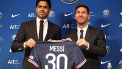 Lionel Messi i predsjednik PSG-a Nasser Al-Khelaifi