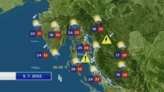 Vremenska prognoza, 5.7.2022., Foto: HTV/HRT
