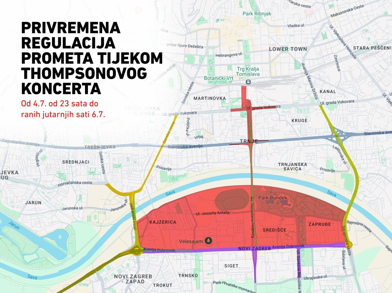 Privremena regulacija prometa uoči i tijekom Thompsonovog koncerta 